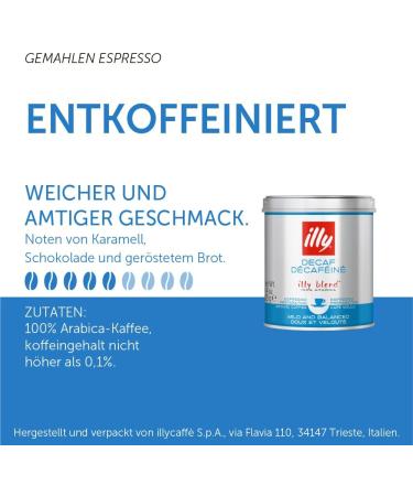 illy Decaffeinated Ground Coffee 125g - Medium Roast 100% Arabica Beans - Buy Online on GoSupps.com