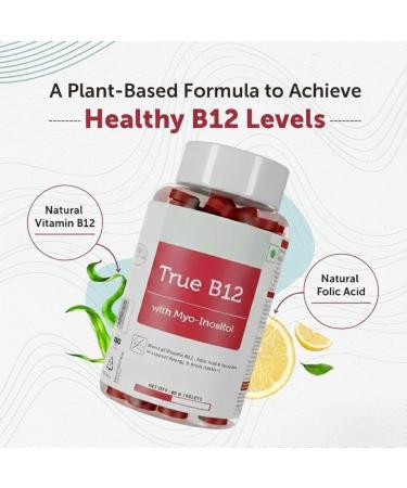 Plant-Based True B12 Supplements for Men & Women Folic Acid & Spirulina | Supports Energy Better Absorption (60 Tablets) - Buy Online on GoSupps.com