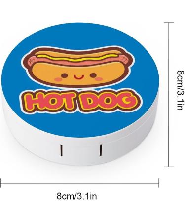 Cute Hot Dog Round Case For Contact Lens Kit Storage Box with Mirror Printed - Buy Online on GoSupps.com