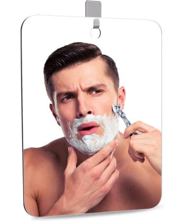 Frameless Acrylic Shower Mirror for Shaving and Makeup, 11x7.48 inch with Adhesive Hooks - Buy Online on GoSupps.com