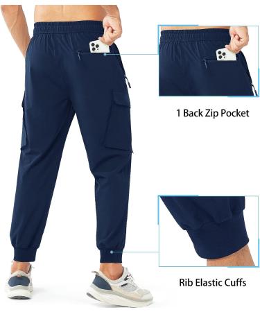 NORTHYARD Men's Lightweight Athletic Joggers - Quick Dry Running Pants with Zip Pockets, Navy Blue - Buy Online on GoSupps.com