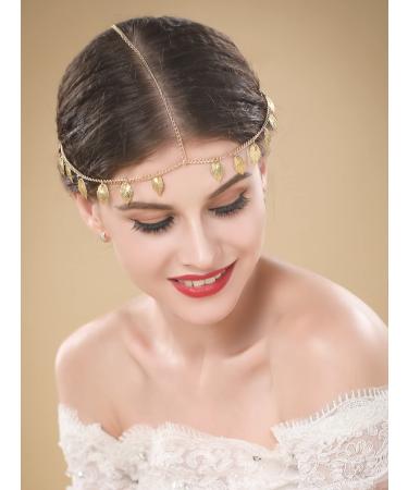 Yean Hair Accessories Head Chain with Leaves Pendant for Women & Girls - Elegant Boho Fashion - Buy Online on GoSupps.com