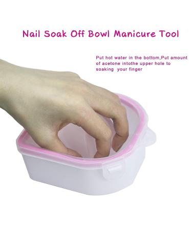 6-in-1 Nail Soaking Bowl for Gel Polish Removal - Acrylic Nails Manicure Kit with Cuticle Tools and Files - Pink - Buy Online on GoSupps.com