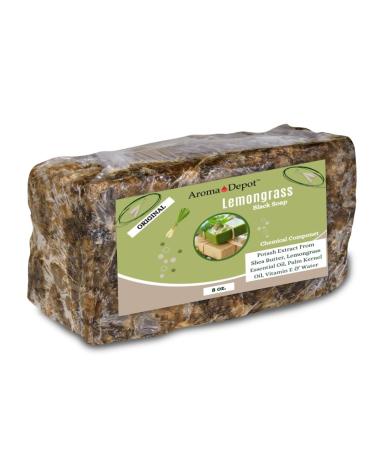Aroma Depot African Black Soap 8 oz - Scented Lemongrass Handmade with Shea Butter & Essential Oils 100% Natural Soap for Face & Body Wash - International Shipping Available - Buy Online on GoSupps.com
