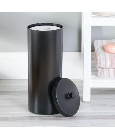 mDesign Plastic Floor Stand Toilet Paper Organizer with Cover - Hyde Collection Black - Buy Online on GoSupps.com