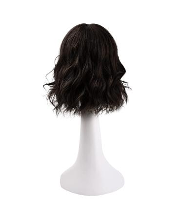 REECHO 12 Inch Synthetic Hair Topper with Bangs - Deep Brown Wavy Hair Extension for Women - Buy Online on GoSupps.com