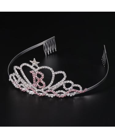 Frcolor 18th Birthday Crown Headband - Crystal Princess Crown Tiara with Hair Comb - Buy Online on GoSupps.com