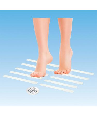 BIOS Living Self Adhesive Anti-Slip Strips in White 12 Pack 10 (25.4 cm) Easy to Install Vinyl Helps to Prevent Slips and Falls in Bathtubs and Showers Adds Traction and Grip
