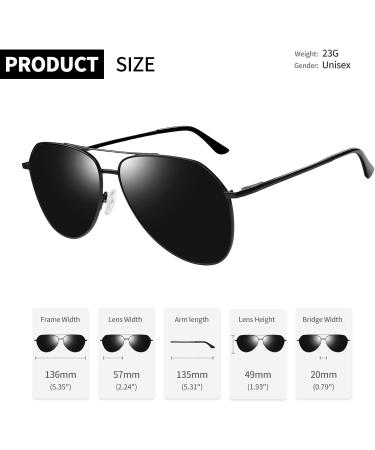 Joopin Polarised Al-Mg Metal Frame Sunglasses | UV Protection Double Bridge Aviation Sunglasses for Men and Women - B01-Black/Black - Buy Online on GoSupps.com