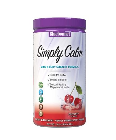 Bluebonnet Nutrition Simply Calm Powder for Calm* Muscle Cramps* Stress Relief* Soy-Free Gluten-Free Non-GMO Kosher Certified Dairy-Free Vegan 82 Servings Cherry Flavor 16 Oz