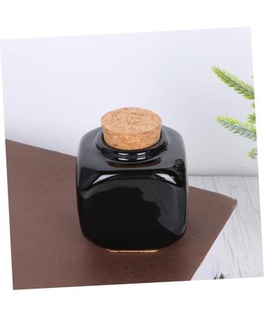 SOESFOUFU Wooden Cork Bottle Manicure Ceramic Cork Bottle Manicure Dishes Manicure Liquid Bottle Manicue Cups Bottle Nail Art Tools Cerace Ceramic Bottle with Cork Bamboo Ceramics 7.50X5.50X5.50CM Black - Buy Online on GoSupps.com