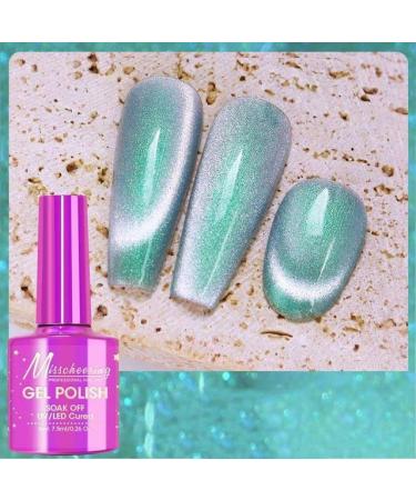 7.5ML Fantasy Gemstone Cat Eye Nail Gel Polish Holographic Semi Permanent Soak Off Sparkling Nail Varnish Aurora UV Gel - (Color: A003)