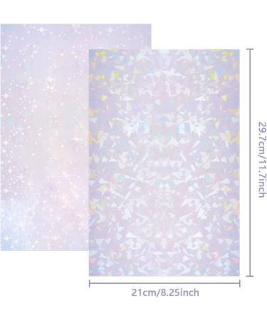 Transparent Holographic Laminate Sheets - A4 Size Self-Adhesive Film for DIY Crafts - 10 Sheets | Waterproof Vinyl Sticker Paper with Broken Glass and Stars Design - Buy Online on GoSupps.com