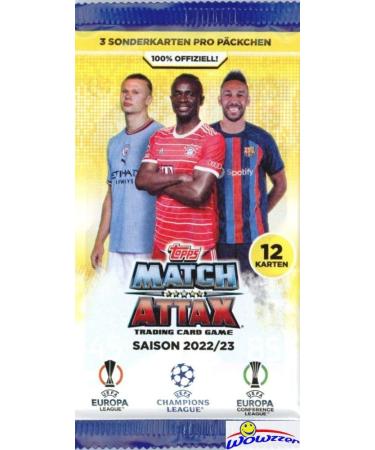 2022/23 Topps Match Attax Champions League UEFA Soccer Collection - (6) Factory Sealed Foil Packs | 72 Cards | Messi, Haaland, Ronaldo, Pulisic, Mbappe & More - Buy Online on GoSupps.com