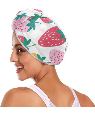 Cute Colorful Strawberry Hair Towel 2 Pack | Super Absorbent Quick Drying Hair Turbans for Women & Girls - Buy Online on GoSupps.com