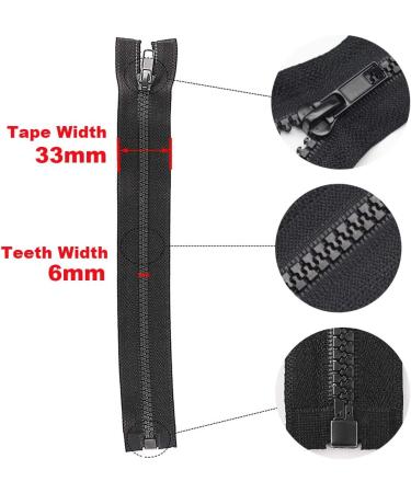 YaHoGa 30 Inch Separating Jacket Zippers - Black Molded Plastic - 2 Pack | Sewing Coats, Jackets - Bulk Zipper Supplies - Buy Online on GoSupps.com
