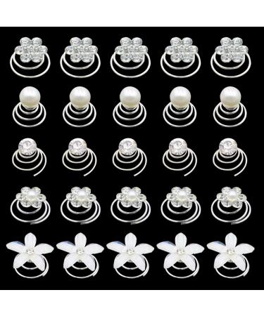 60 pieces white hair spiral hair clip hair clip flower small hair clip women girls hairclopes wedding hair clip pearls flower clips hair flowers hairpise suitable for wedding bridal - Buy Online on GoSupps.com