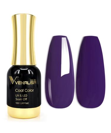 VENALISA Purple Gel Nail Polish 1Pcs Dark Purple Gel Polish Deep Purple Color Nail Polish Gel High Gloss Soak Off U V Gel Nail French Nail Manicure Salon DIY