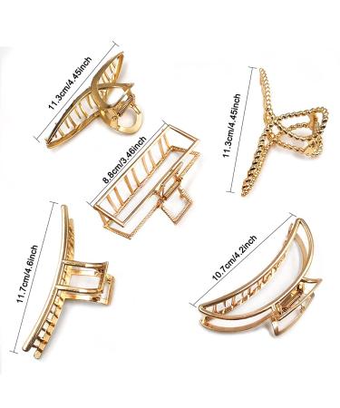 Shop Stylish 5-Piece Metal Hair Clips for Long and Thick Hair | Fashionable Gold Hair Accessories in 5 Unique Styles - Buy Online on GoSupps.com