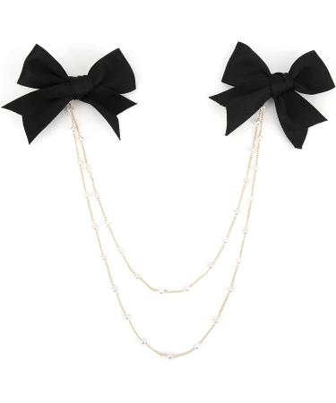 Buy Biitfuu 4Pcs Black Hair Bows with Pearl Chains - Stylish Hair Accessories for Girls & Women - International Shipping Available - Buy Online on GoSupps.com