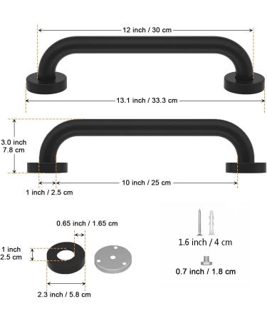 12 Inch Matte Black Shower Grab Bar-1" Diameter  iMomwee Stainless Steel Elderly Safety Bars  Bathroom Shower Balance Bar  Wall Handrail Support  Handicap Senior Disabled Pregnant Assist Bath Handle 12 Inch Black - Buy Online on GoSupps.com