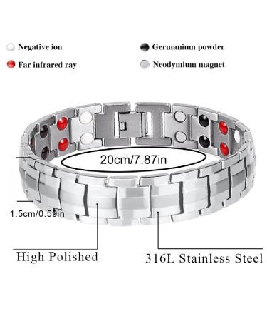 Jitnga Titan Magnetic Bracelet for Men & Women - Unisex Silver & Black Stone Jewelry - Buy Online on GoSupps.com