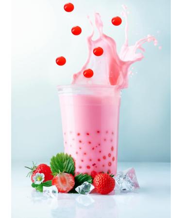 Oboba Popping Boba - Strawberry Flavored Filled Fruit Pearls for Bubble Tea | 1.1 kg Pack - International Shipping Available - Buy Online on GoSupps.com