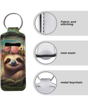 Suobstales Cute Sloth Print Chapstick Holder Keychain Neoprene Lip Balm Holder Lipstick Sleeve Pouch Lip Balm Portable Pocket Lip Gloss Tube Holder Travel Accessories - Buy Online on GoSupps.com