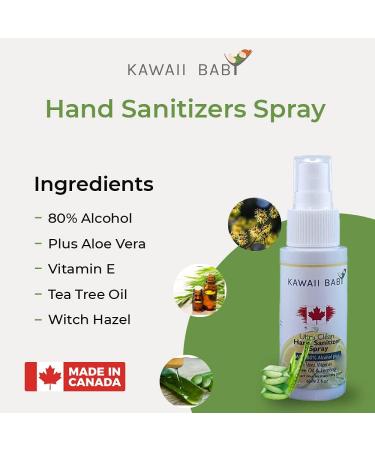 KaWaii Baby Ultra Clean Hand Sanitizers Spray for Adults and Children 60ml - Pack of 3 Made in Canada - Buy Online on GoSupps.com