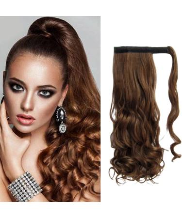 Wavy Ponytail Extension Hair Ponytail Wrap Around Ponytail 23 Inch Synthetic Natural Curly Hairpiece Wrap Around Hair Extensions for Women Daily Use Brown 1pc Brown - Buy Online on GoSupps.com