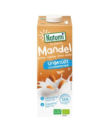 Natumi Almond Drink Unsweetened Organic Vegan Milk Alternative Nut Pack of 8 (8 x 1 litre)