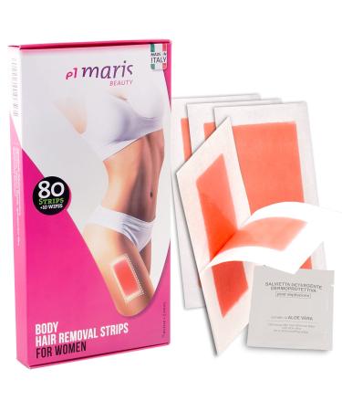 Ey brows and upper lips depilatory strips Elmaris |Low of pain & pain -free and long -lasting |Simple application |For her and her (80 stripes body)