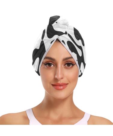 Black and Graffiti Hair Towel 2 Pack Super Absorbent Hair Drying Towel Quick Dry Hair Turbans Head Towel with Button Twisty Wrap for Women Girls