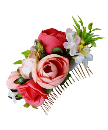 DOITOOL 1pc Wedding Hair Accessories Flower Hair Silver Hair Beads Hair Accessories for Prom Flower Decor Prom Headpiece Wedding Hair Wreath Tuck Comb Bride Bud Hair Comb Simulated Leaves