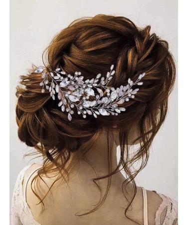 Casdre Rhinestone Bridal Hair Vine - Silver Pearl Wedding Headpiece for Women and Girls - Buy Online on GoSupps.com