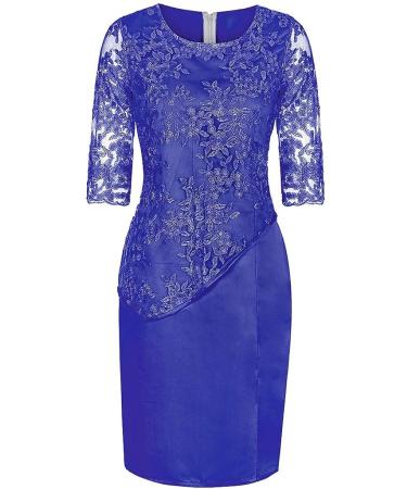 Womens Plus Size Floral Lace Sheath Dress - Dark Blue - Knee Length for Work, Casual, Party - Cocktail Dress - Buy Online on GoSupps.com