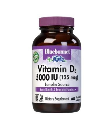 Bluebonnet Nutrition Vitamin D3 125 mcg (5000 IU) 60 Vegetable Capsules