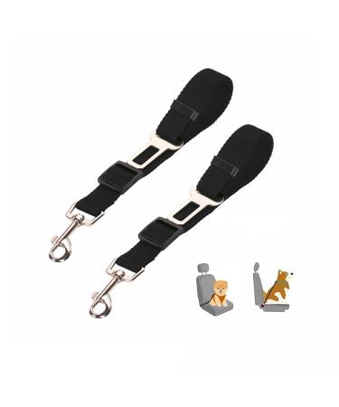 Dog Seat Belt Adjustable Elastic Nylon Car Dog Safety Belt Leash Car Attachment Buckle Dog SeatBelts for Puppy Small Medium Dogs Travel Daily Use 2 Pieces/Set (Black)