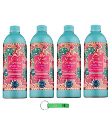Tesori d'Oriente Bagno Lot de 4 cr mes ayurv diques moussantes l'amla et au patchouli nettoie en douceur la peau et donne brillance et souplesse 500 ml + porte-cl s Beni Culinari gratuit