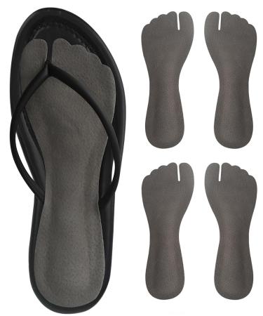 2 Pairs Pigskin Flip Flop Inserts Anti-Slipping Flip Flop Cushion Insoles for Thong Pain Relief Self Adhesive Arch Support Sandal Insoles Slippers Insert Black Gray L 8.5-11.5 Women 8.5-11.5 Black Gray