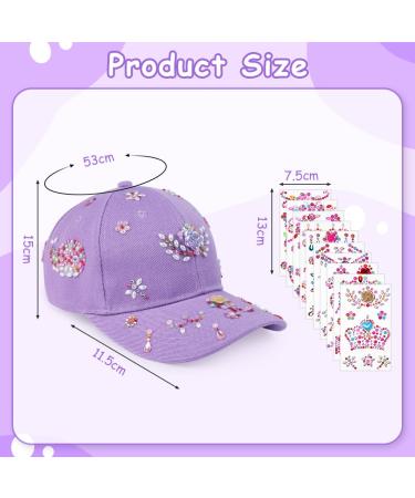 AOMIG DIY Adjustable Baseball Cap Craft Set for Girls - 10 Self-Adhesive Glitter Stones - Perfect Gift for Ages 4-11 - Purple Sun Hat - Buy Online on GoSupps.com