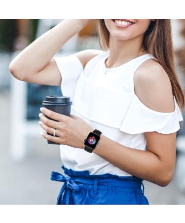 TreasureMax Sport Band for Apple Watch Series 8 7 6 5 4 3 2 1 SE - Soft Silicone Replacement Strap in Black - 38MM/40MM/41MM - Buy Online on GoSupps.com