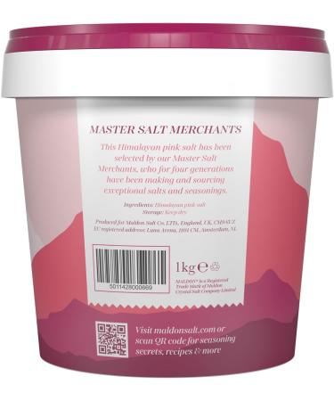 Maldon Himalayan Pink Salt 1kg Tub - Expert Selected Coarse Rock Salt from the Himalayas for Enhanced Flavor in Various Dishes - Buy Online on GoSupps.com