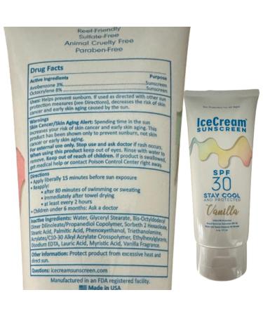 IceCream Broad Spectrum SPF 30 Sunscreen Lotion Body & Face Lotion Sunblock Moisturizer with SPF Water & Sweat-Resistant for 80 Minutes Reef-Friendly & Cruelty-Free 6oz (177ml) - Vanilla Vanilla 6 Fl Oz (Pack of 1) - Buy Online on GoSupps.com