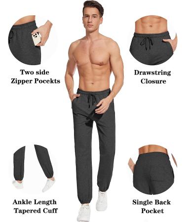 SEVEGO Men's Tall Lightweight Cotton Joggers with Zipper Pockets | Dark Grey | 34-Inch Inseam - Buy Online on GoSupps.com