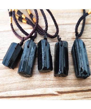 Stone Raw Stone Natural Crystal Black Tourmaline Stone Pendant Necklace Wired Charm Stone Pendants Accessories Supplies Tools Balance Gemstone Decoration ningxiao - Buy Online on GoSupps.com