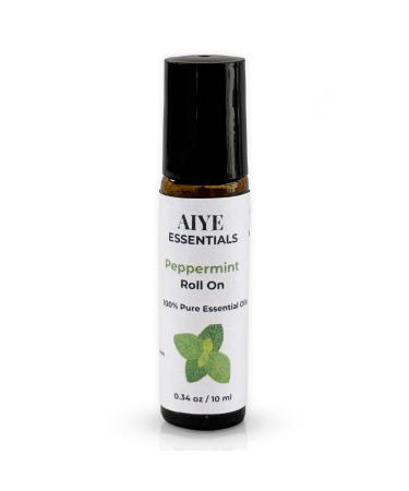 AIYE Essentials Peppermint Essential Oil Roll On 100% Pure 0.34 oz/10ml Natural Calming and Relaxation Formula