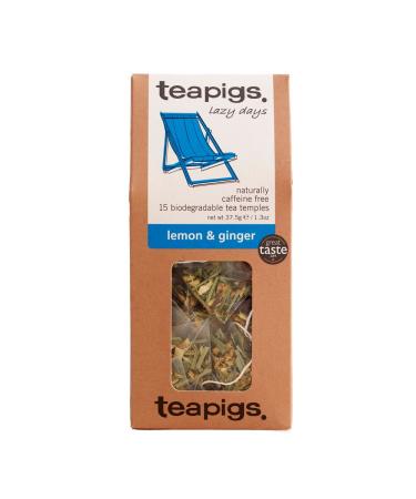 teapigs Lemon & Ginger Herbal Tea Bags Made With Whole Leaves (1 Pack of 15 Tea bags) (520)