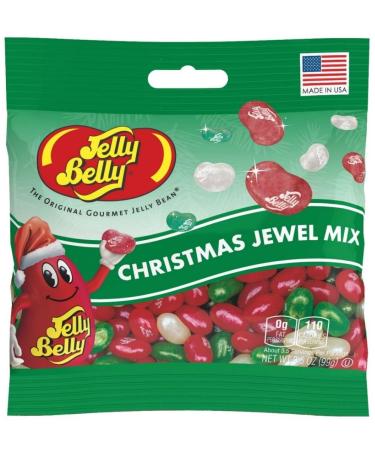 Jelly Belly Christmas Jewel Mix Jelly Beans 100g Bag (Pack of 1) Sparkling Holiday-Inspired Jelly Beans Featuring Very Cherry Green Apple and Cream Soda Flavors Perfect for Gifting Stocking Stuffers and Festive Celebrations