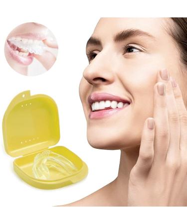 Portable Retainer Box Denture Box Denture Container Self-Cultivation Part Dental Retainer Retainer Mouth Guard Braces Dental Tray Splint (Yellow)